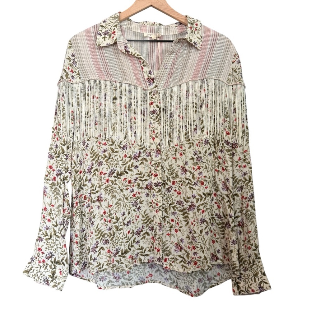 NWT Mystree Floral Fringe Women's Top